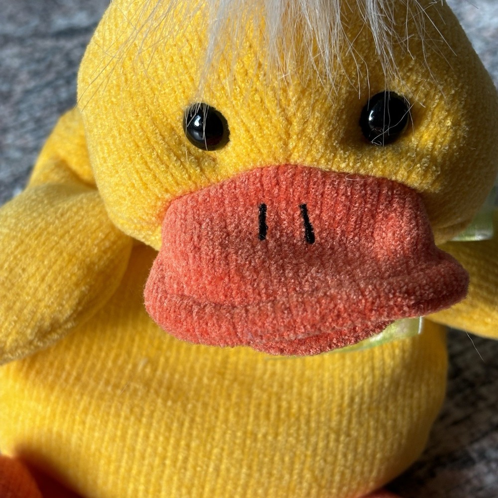 Chosun 1999 Just Friends Yellow Easter Duck 12" Plush Green Bow Bean Bag Bottom - Picture 5 of 8